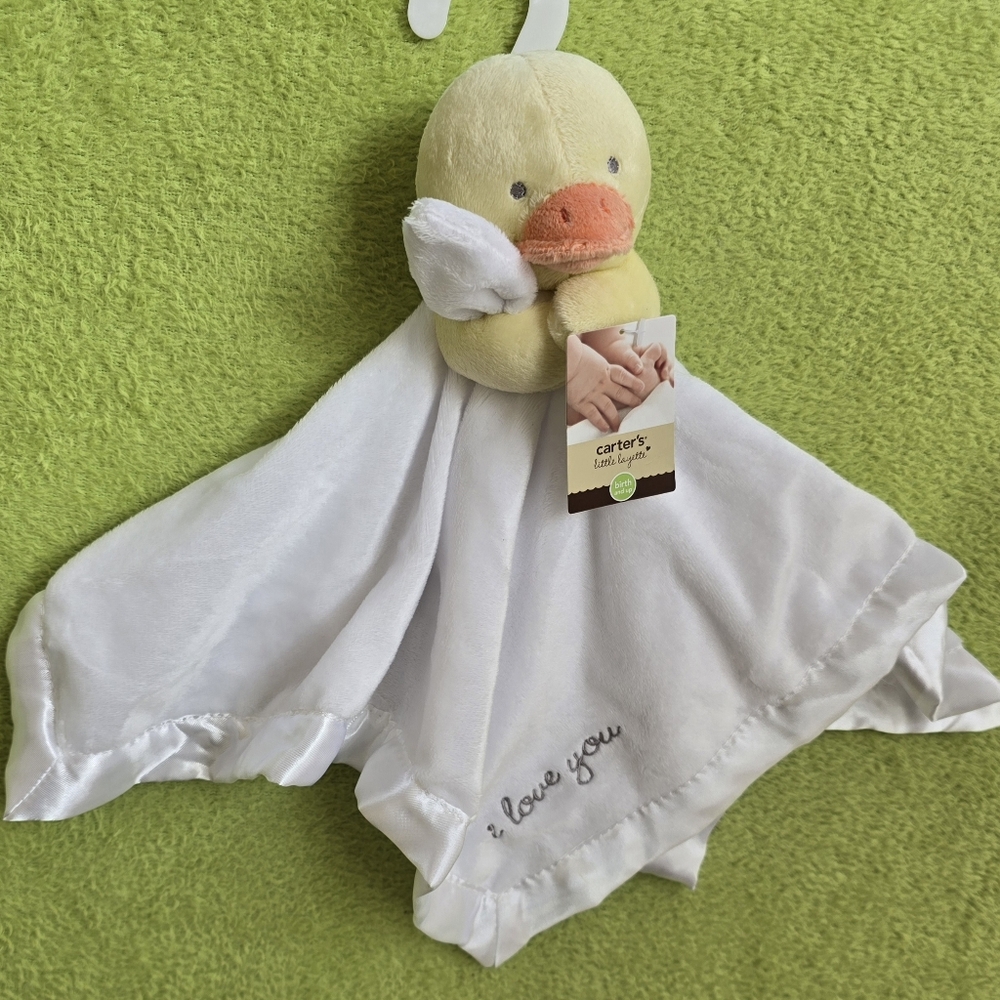 NWT VHTF MINT Baby GIRL YELLOW DUCKY Security Blanket  I LOVE YOU (Q6)